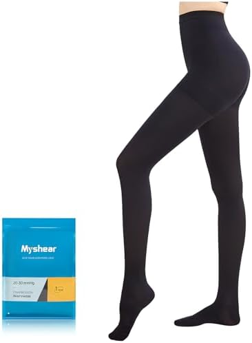 Myshear Compression Pantyhose for Women and Men 20-30 mmHg Graduated Compression Tights Closed Toe Compression Stockings Opaque Support Pressure Hose Fashion High Waist Compression Leggings