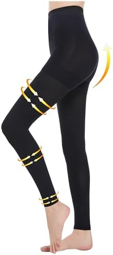 Myshear Compression Tights for Women and Men 20-30 mmHg Graduated Compression Pantyhose Footless Compression Stockings High Waist Compression Leggings Opaque Circulation Support Pressure Hose