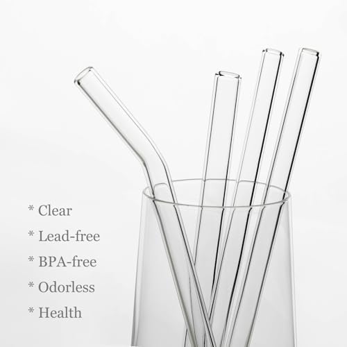Nafender 10-Pack Glass Straws Reusable Drinking Straw Including 4 Straight And 4 Bent Straws & 2 Extra Wide Smoothie Straw With 2 Cleaning Brushes