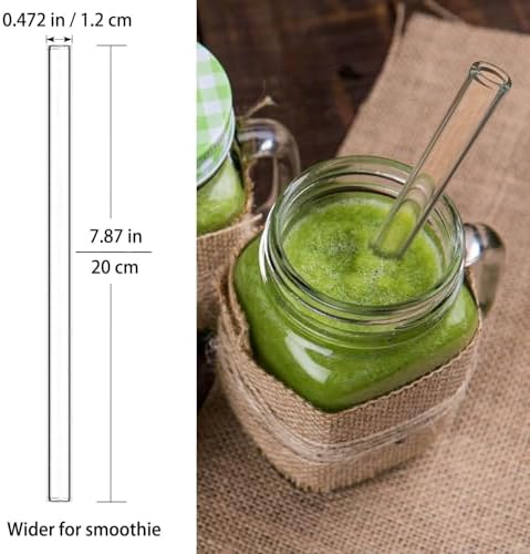 Nafender 10-Pack Glass Straws Reusable Drinking Straw Including 4 Straight And 4 Bent Straws & 2 Extra Wide Smoothie Straw With 2 Cleaning Brushes