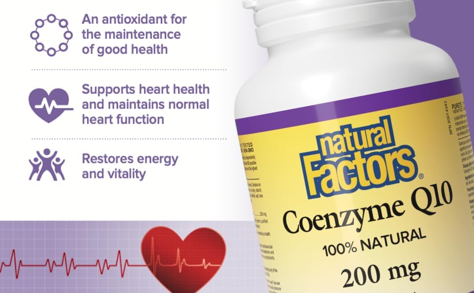 Natural Factors CoQ10 200 Mg 120 Softgels Supports Cardiovascular Health