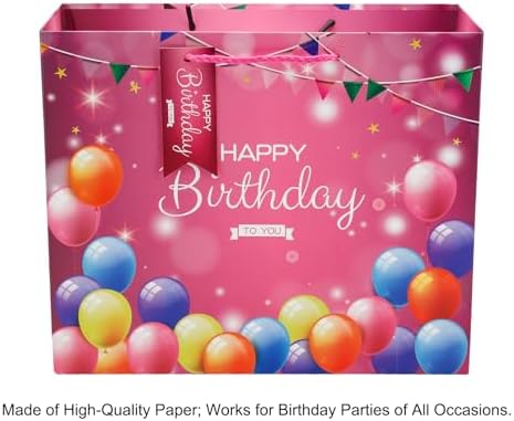 Neatnsharp 13" Large Birthday Gift Bags 2 Pack With Matching Tissue Paper Card Name Tag Beautiful Happy Birthday Gift Bags With Handles Happy Birthday Present Gift Bags For Boys/Girls And All