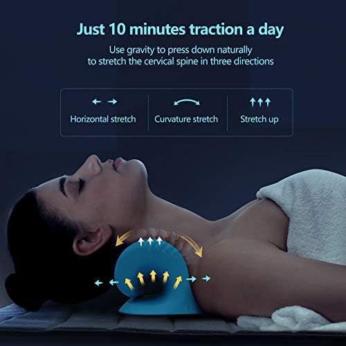 Neck Stretcher For Neck Pain Relief Neck And Shoulder Relaxer Cervical Neck Traction Device Pillow For TMJ Pain Relief And Muscle Relax Cervical Spine Alignment Chiropractic Pillow (Blue)