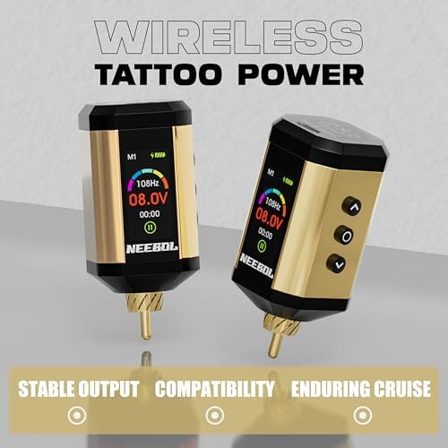 Neebol Tattoo Battery Portable 1600mAh Lithium Battery Pack Wireless Power Supply With Color Screen For Rotary RCA Tattoo Machine Gun Supplies