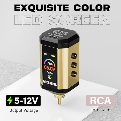 Neebol Tattoo Battery Portable 1600mAh Lithium Battery Pack Wireless Power Supply With Color Screen For Rotary RCA Tattoo Machine Gun Supplies