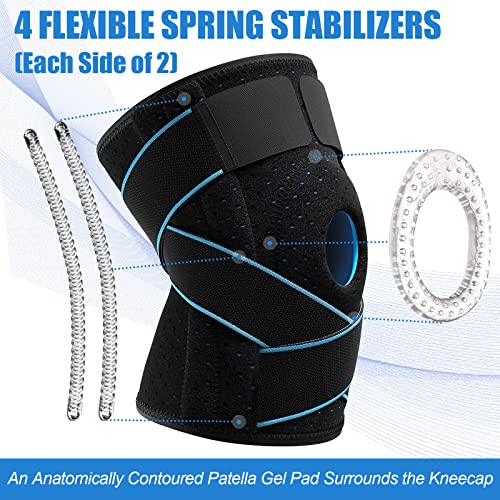 NEENCA Knee Brace For Knee Pain Adjustable Knee Support With Patella Gel Pad & Side Spring Stabilizers Knee Wrap For Arthritis Meniscus Tear ACL Knee Pain Relief Runner Sport