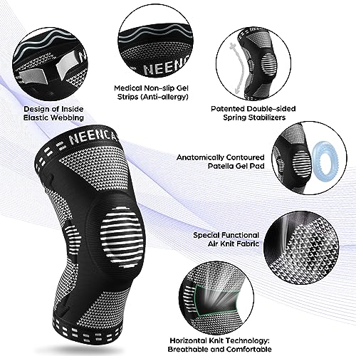 NEENCA Professional Knee Brace For Pain Relief Medical Knee Support With Patella Pad & Side Stabilizers Compression Knee Sleeve For Meniscus Tear ACL Joint Pain Runner Workout - FSA/HSA Eligible