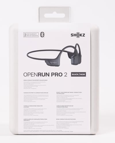 NEW SHOKZ OpenRun Pro 2 - Open-Ear Bone Conduction Sport Headphones - Sweat Resistant Workout Headphones With 30ft Bluetooth - Secure Wireless Comfortable Fit - Deep Bass And Smart Mic - SHOKZ App