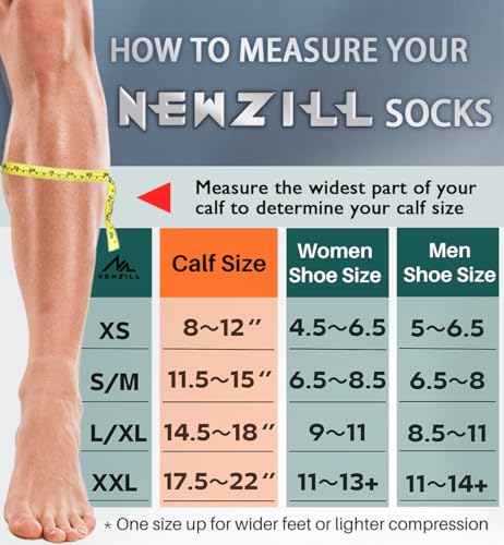 NEWZILL Medical Compression Socks For Women & Men Circulation 20-30 MmHg Best For Running Athletic Hiking Travel Flight Nurses