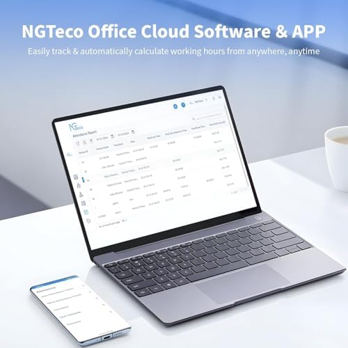 NGTeco Cloud Time Clock WiFi Biometric Clocks For Employees Small Business With Face Finger Scan RFID And PIN Time Card Machine With Software ＆ App For IOS/Android 0 Monthly Fees