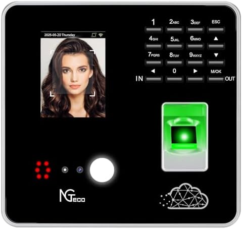NGTeco Cloud Time Clock WiFi Biometric Clocks for Employees Small Business with Face Finger Scan RFID and PIN Time Card Machine with Software ＆ App for iOS/Android 0 Monthly Fees