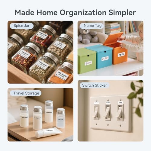 NIIMBOT D110_Mini Label Maker Machine With Tape(Pre-Cut Size 12x40mm) Portable Bluetooth Sticker Printer Inkless Automatic Feeding One-Touch Custom Printing Compatible With Phone Only