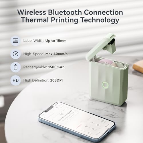 NIIMBOT D110_Mini Label Maker Machine With Tape(Pre-Cut Size 12x40mm) Portable Bluetooth Sticker Printer Inkless Automatic Feeding One-Touch Custom Printing Compatible With Phone Only