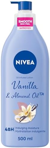 NIVEA Oil-Infused Vanilla & Almond Oil Body Lotion Non-greasy Fast Absorbing Daily Moisturizer 24H Deep Moisture For all skin types Normal to Dry Dermatologically tested 500 mL