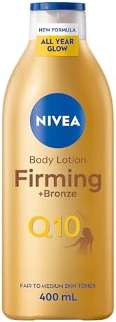 NIVEA Q10 Firming + Glow Body Lotion Firmer-Feeling Skin Gradual Tanning Lotion without sun exposure Firming Body Lotion Daily Moisturizer For all skin types 400mL