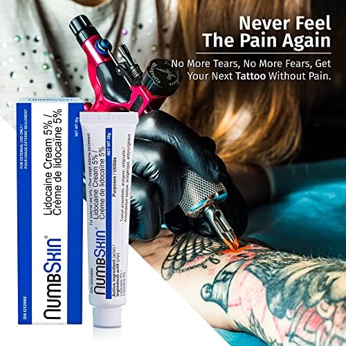 Numbskin Tattoo Numbing Cream 5% Lidocaine Topical Anesthetic Cream Maximum Strength Fastest Acting Pain Relieving Cream With Vitamin E 30g (1 Tube)