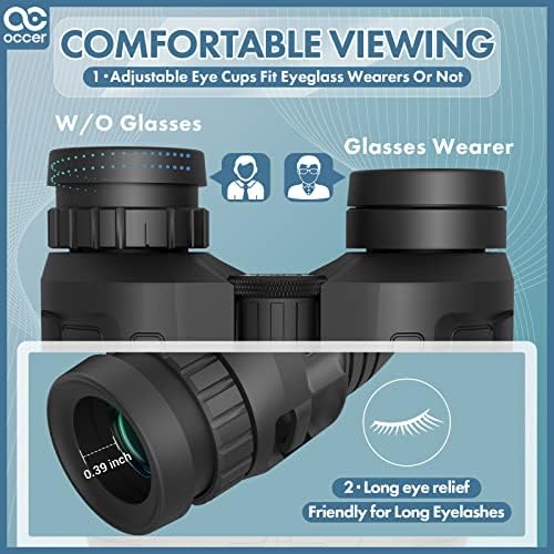 Occer 12x25 Compact Binoculars For Adults Kids Small Binoculars With Large View Clear Low Light Vision High Power Lightweight Binocular Easy Focus For Hunting Bird Watching Travel Hiking Sports