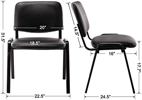 Office Reception Chairs Set Of 5 Black Stackable Church Chairs Indoor Padded Armless Waiting Room Chairs Stacking Conference Room Chair For Meeting Lobby Classroom Vinyl Leather