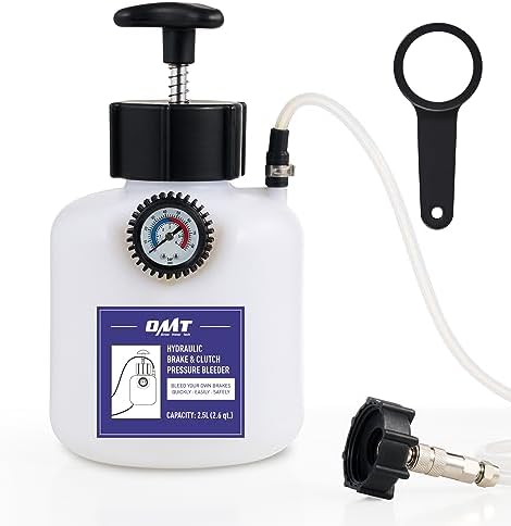 Orion Motor Tech Brake Bleeder Kit One Person 2.5L Fluid Extractor Hand Pump Master Cylinder Bleeder Kit with 2.6qt Bottle Gauge Hose Wrench European with 42mm Adapter for Ford VW Porsche BMW More