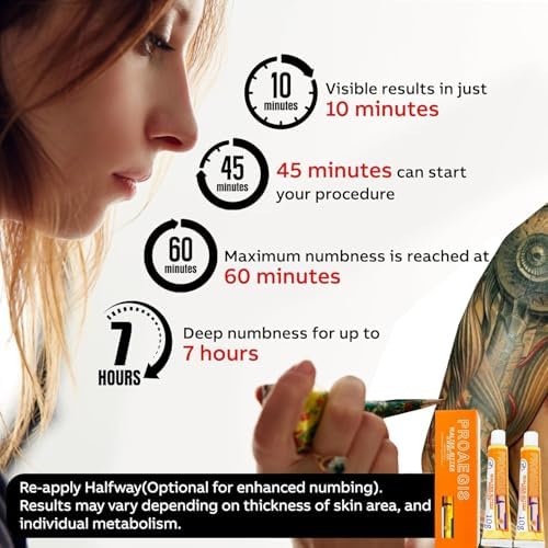 Painless Tattoo Cream - Maximum Strength - Highest Rated Cream On The Market - Natural Ingredients (2PC *10g)