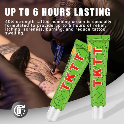 Painless Tattoo Cream - Maximum Strength - Natural Ingredients Extra Strength Tattoo For 4-8 Hours(2pcs *10g)