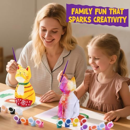 Paint Your Own Cat Lamp Kit Arts And Crafts For Kids Age 6-8 Girls Painting Kit Art Supplies For Kids 8-12 Cat Toys Girls Boy Birthday Christmas Gift Ages 6 7 8 9 10 11 12+