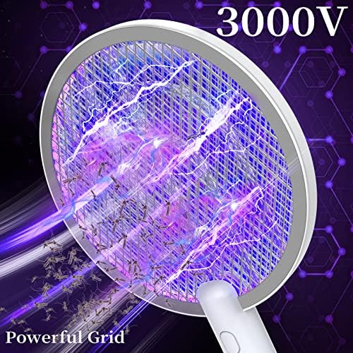 PALONE Bug Zapper Racket 3000V Electric Swatter 3 Layers Lamp Indoor Zapper Without Waving Hands For Kitchen Home Garden And Outdoors