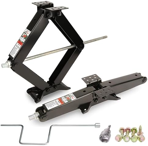 PEAKTOW Enhanced 9000 lb. 24" RV Stabilizer Leveling Scissor Jack Set (2-Pack) – Includes Handle Socket & Screws