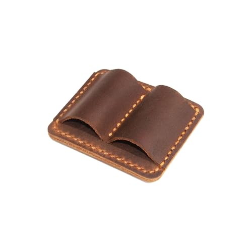 Pen Holder Clip Leather Notepad Accessory Leather Pen Pencil Holder Clip For Notebook Journal Single Pen Holder Perfect Gift (Brown (Double))