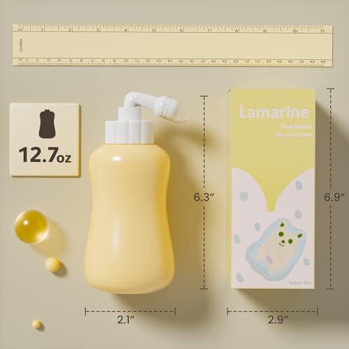 Peri Bottle For Postpartum Care And Perineal Cleansing 12.7 OZ (Bright Yellow)