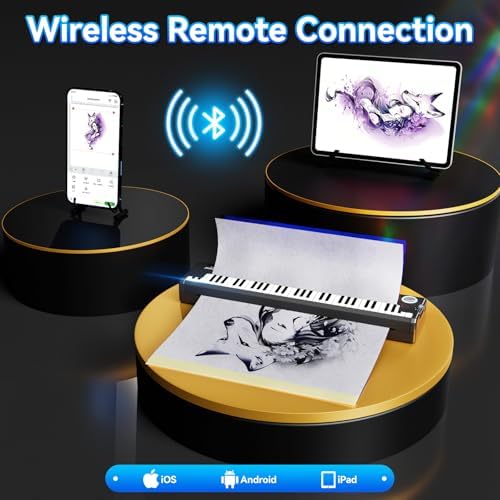 PeriPage P90-Pino Wireless Tattoo Stencil Printer Inkless Thermal Tattoo Machine With Piano-Inspired Design Portable Tattoo Printer Kit Compatible With Phones Tablets & PC