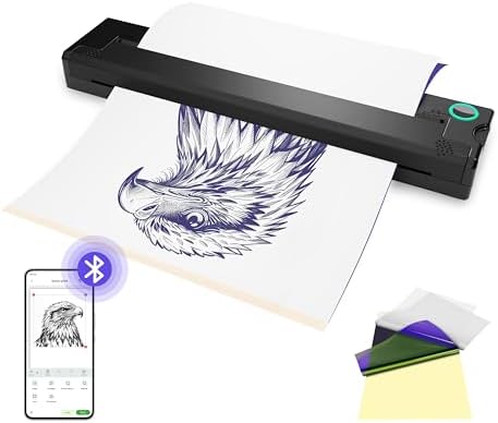 PeriPage P90 Wireless Tattoo Printer Thermal Tattoo Machine with Tattoo Stencil Paper Portable Tattoo Printer Compatible with Phone Pad & PC