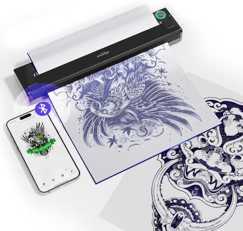 PeriPage P90 Wireless Tattoo Stencil Printer Thermal Tattoo Machine with 5pcs Free Transfer Paper - Ideal for Tattoo Artists & Enthusiasts - Compatible with Smartphone & PC & Pad