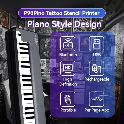 PeriPage Wireless Tattoo Stencil Printer Portable Thermal Tattoo Printer Machine For Artists & Beginners Tattoo Printers Compatible With Smartphone/Pad/PC Includes 5pcs Transfer Paper & Tattoo Kit