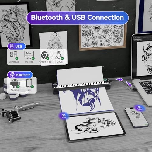 PeriPage Wireless Tattoo Stencil Printer Portable Thermal Tattoo Printer Machine For Artists & Beginners Tattoo Printers Compatible With Smartphone/Pad/PC Includes 5pcs Transfer Paper & Tattoo Kit