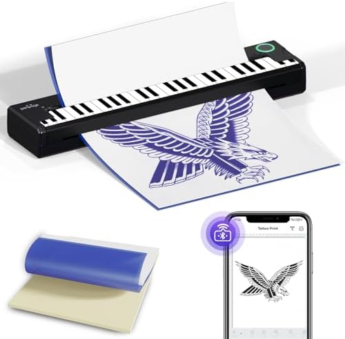 PeriPage Wireless Tattoo Stencil Printer Portable Thermal Tattoo Printer Machine for Artists & Beginners Tattoo Printers Compatible with Smartphone/Pad/PC Includes 5pcs Transfer Paper & Tattoo Kit