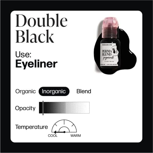 Perma Blend - Double Black - Microblading Ink For Permanent Eyeliner - Professional Tattoo Ink - Dark Carbon Based Black Tattoo Ink Makeup (0.5 Oz)