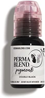 Perma Blend - Double Black - Microblading Ink for Permanent Eyeliner - Professional Tattoo Ink - Dark Carbon Based Black Tattoo Ink Makeup (0.5 oz)