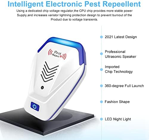 Pest Control Repeller 4-Pack Upgraded Intelligent Plug-in Pest Repeller For Mouse Insect Cockroach Mice Spider Bug Ant Mosquito Rodent & Rats Indoor Use Repeller
