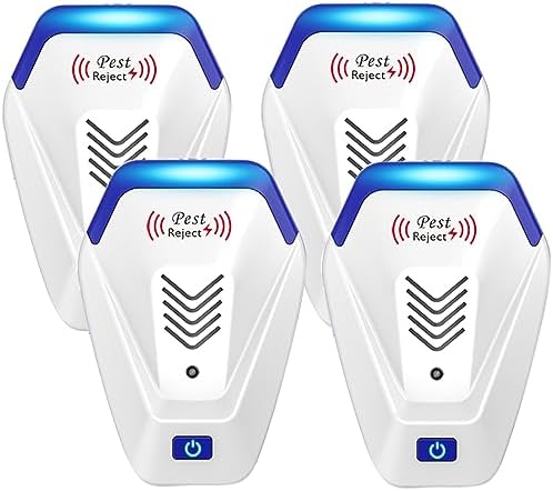 Pest Control Repeller 4-Pack Upgraded Intelligent Plug-in Pest Repeller for Mouse Insect Cockroach Mice Spider Bug Ant Mosquito Rodent & Rats Indoor Use Repeller