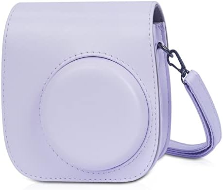 Phetium Instant Mini 12 Camera Protective Case Compatible with Instax Mini 12 11 PU Leather Bag with Pocket and Adjustable Shoulder Strap (Lilac Purple)