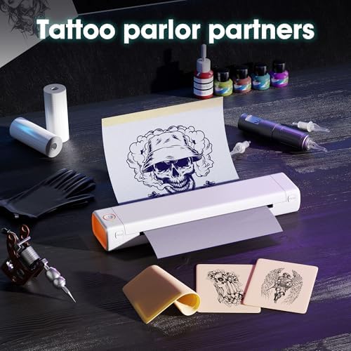 PhoFuta M08F Tattoo Stencil Printer Kit For Artists & Beginners Thermal Printer Compatible With Smartphone & Tablet Includes 10pcs Transfer Paper