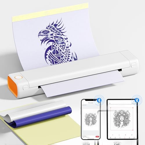 PhoFuta M08F Tattoo Stencil Printer Kit for Artists & Beginners Thermal Printer Compatible With Smartphone & Tablet Includes 10pcs Transfer Paper