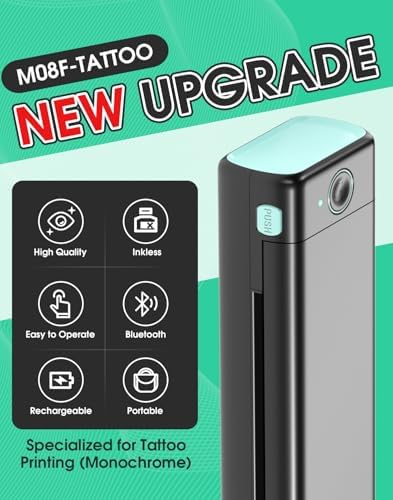 Phomemo M08F Tattoo Stencil Printer Tattoo Printer Machine With 10 Pcs Transfer Paper Bluetooth Stencil Printers For Tattooing Tattoo Kit For Beginners & Temporary Tattoo