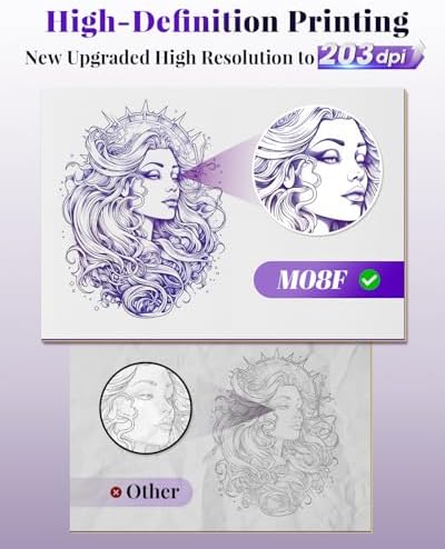 Phomemo M08F Tattoo Stencil Printer Wireless Tattoo Printer Machine Thermal Printer Tattoo Compatible With Smartphone Pad And PC With 10pcs Transfer Paper (Grey)