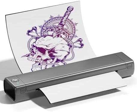 Phomemo M08F Tattoo Stencil Printer Wireless Tattoo Printer Machine Thermal Printer Tattoo Compatible with Smartphone Pad and PC with 10pcs Transfer Paper (Grey)