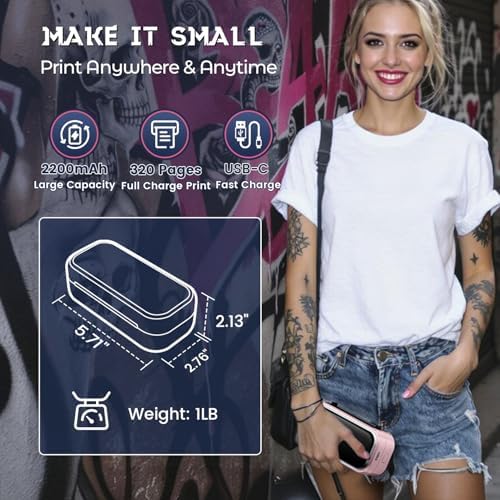 Phomemo Tattoo Stencil Printer TP31 -Mini Tattoo Printer Machine With 30pcs Transfer Paper Small Portable Travel Machines For Tattoo Enthusiast/Beginners/Artists Easy To Use With Smartphone Pad- Pink