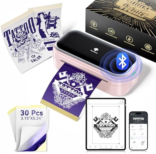 Phomemo Tattoo Stencil Printer TP31 -Mini Tattoo Printer Machine with 30pcs Transfer Paper Small Portable Travel Machines for Tattoo Enthusiast/Beginners/Artists Easy to Use with Smartphone Pad- Pink