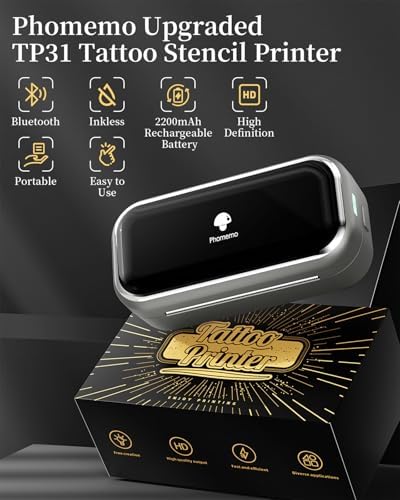 Phomemo TP31 Wireless Tattoo Stencil Printer With 30pcs Transfer Paper Compatible With Phone & Tablet Bluetooth Mini Thermal Tattoo Printer Machine For Artists & Beginners