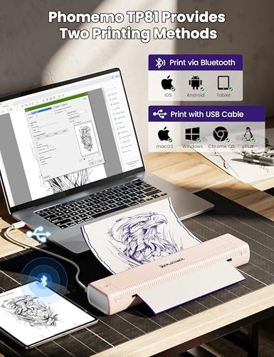 Phomemo TP81 Tattoo Stencil Printer Wireless Tattoo Machine With 10Pcs Transfer Paper Bluetooth Stencil Printer For Artists & Beginners Pink